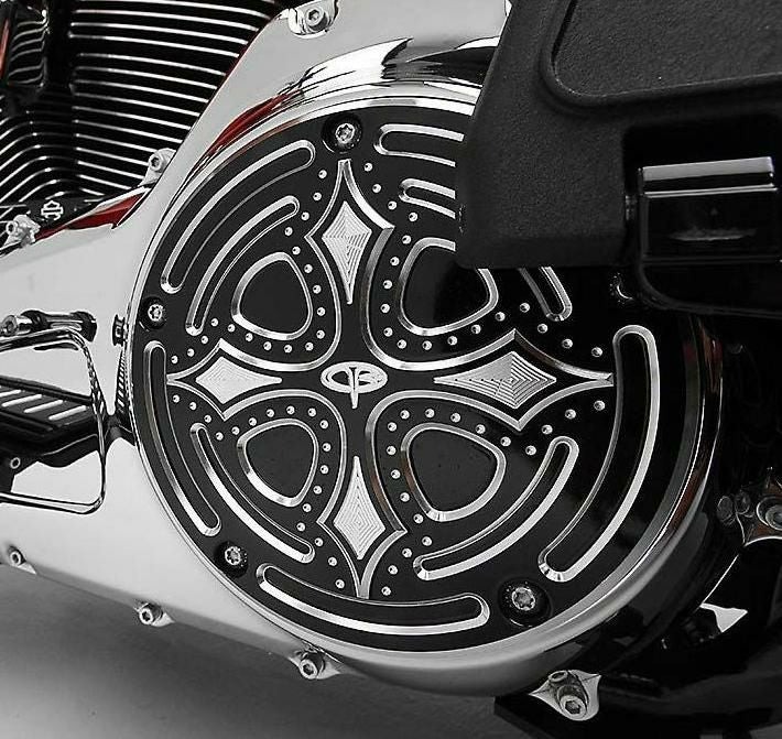 Precision Billet Darkside ダービーカバー ブラック 5穴｜ワールドモーターライフ