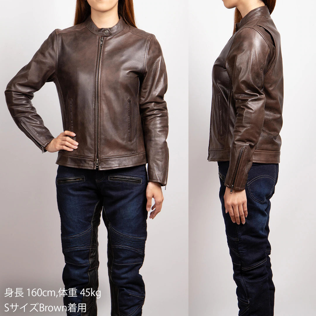 DEGNER デグナー レディース カウなめし革 ライダースジャケット 赤銅色