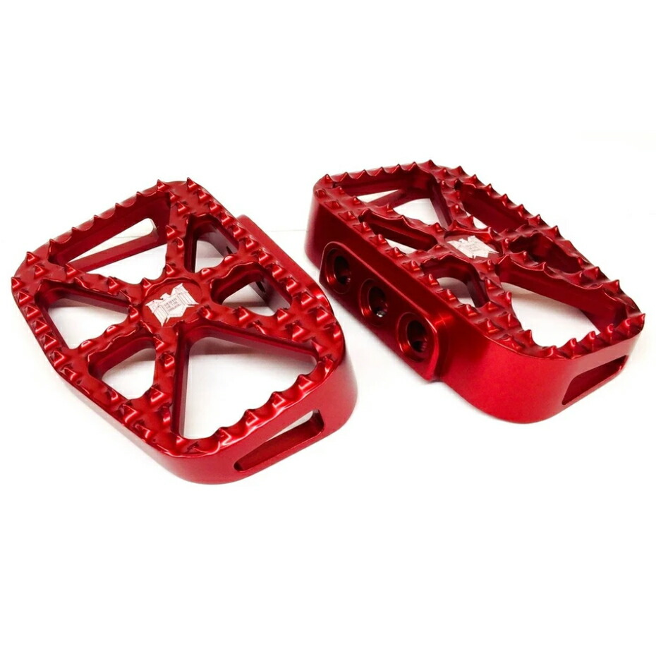 Death Metal Racing BEAR TRAP ライダーフットペグ (レッド) M8ソフテイル|ワールドモーターライフ