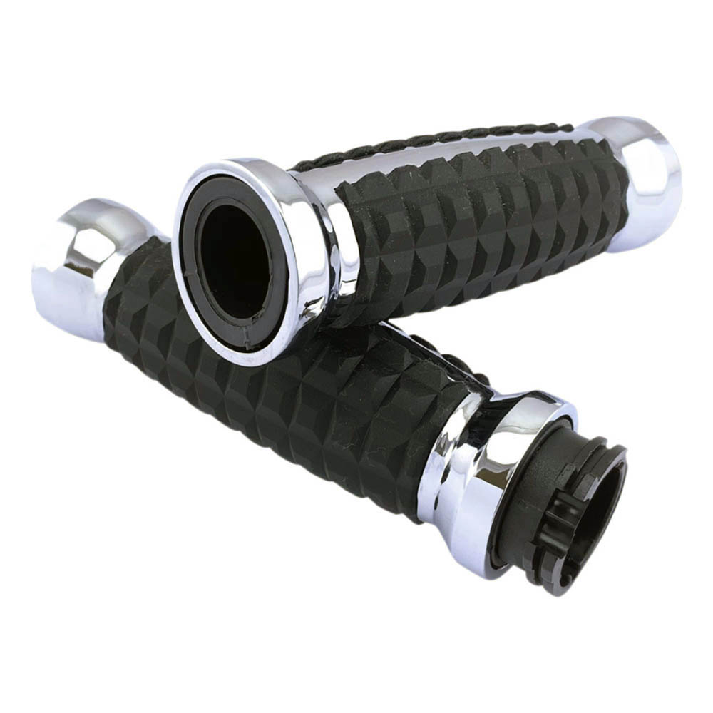 【0630-2639】Drag Specialties グレネード グリップ　クローム　ケーブルスロットル車用 0630-2639