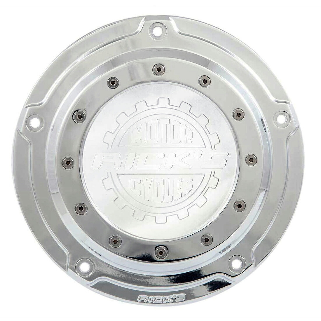 【Ricks Motorcycles】Porthole・ツーリング用ダービーカバー ロゴ入り ポリッシュ｜ワールドモーターライフ