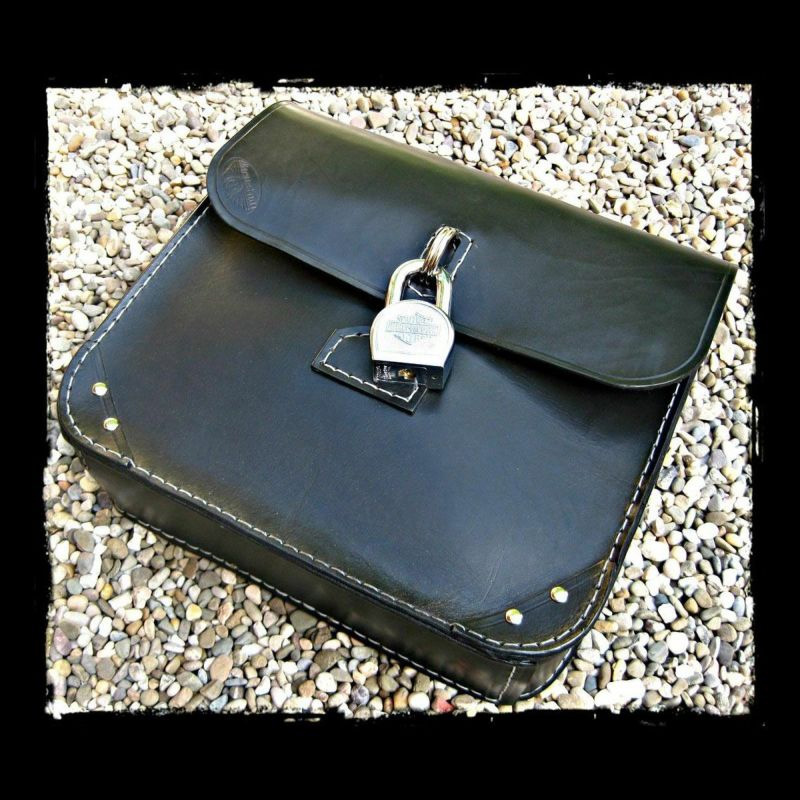 【dhカスタム】サドルバッグ パッドロック式 ブラック/ホワイトステッチ DHC-SBAG-LOCK-BK-WHT 27,147円