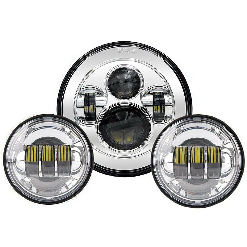 World Motor Works LED 7インチヘッドライト 4インチ補助ライトセット　クローム (アダプタ付き)
