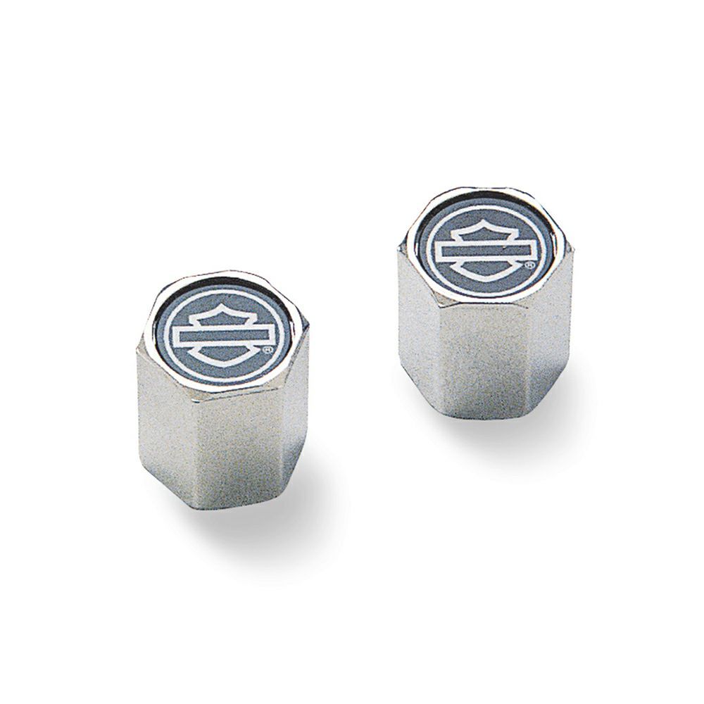 【楽天市場】【4114597】ハーレー純正 クローム・ABSバルブステムキャップ ブラックベースにホワイト・バー＆シールドロゴ