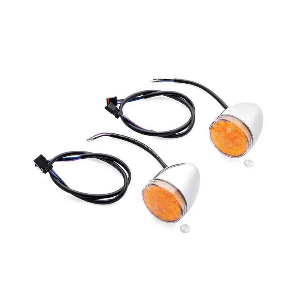 【67800477】ハーレー純正 LEDブレット・ターンシグナルキット クローム アンバーレンズLED Bullet Turn Signal Kit - Front V-ROD ストリート スポーツスター ダイナ|HD-REGO