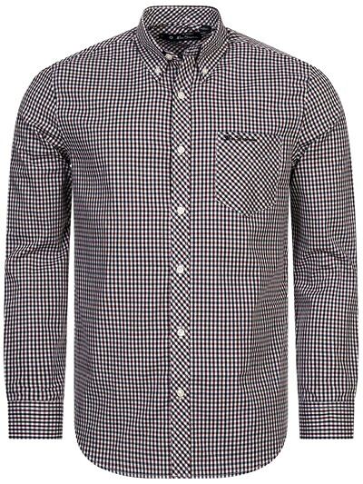 Ben Sherman ベンシャーマン / ミニハウスチェックボタンダウンシャツ(0077860) Wine -送料無料-|Swinging clothes Help