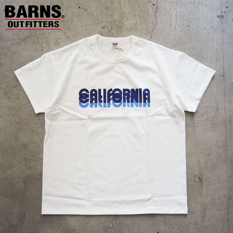 BARNS バーンズ Tシャツ 半袖 メンズ 14/- G.O.A.T S/S T-shirt BR-25312 半袖Tシャツ プリント 日本製 丸胴 アウトフィッターズ outfitters アメカジ クルーネック プリントTシャツ 白