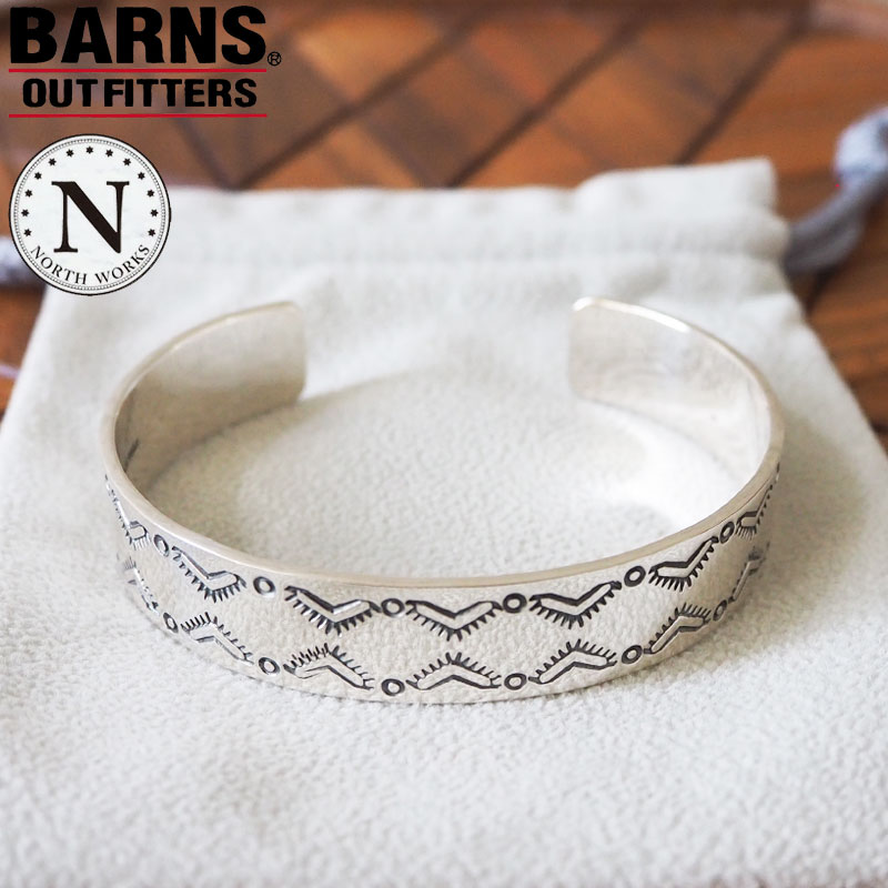 Barns Outfitters × NORTH WORKS バーンズ アウトフィッターズ × ノースワークス バングル Geometry Stamp Bangle BR-8464 メンズ シルバーアクセ シルバー コラボ ブレス アクセ アクセサリー インディアンジュエリー