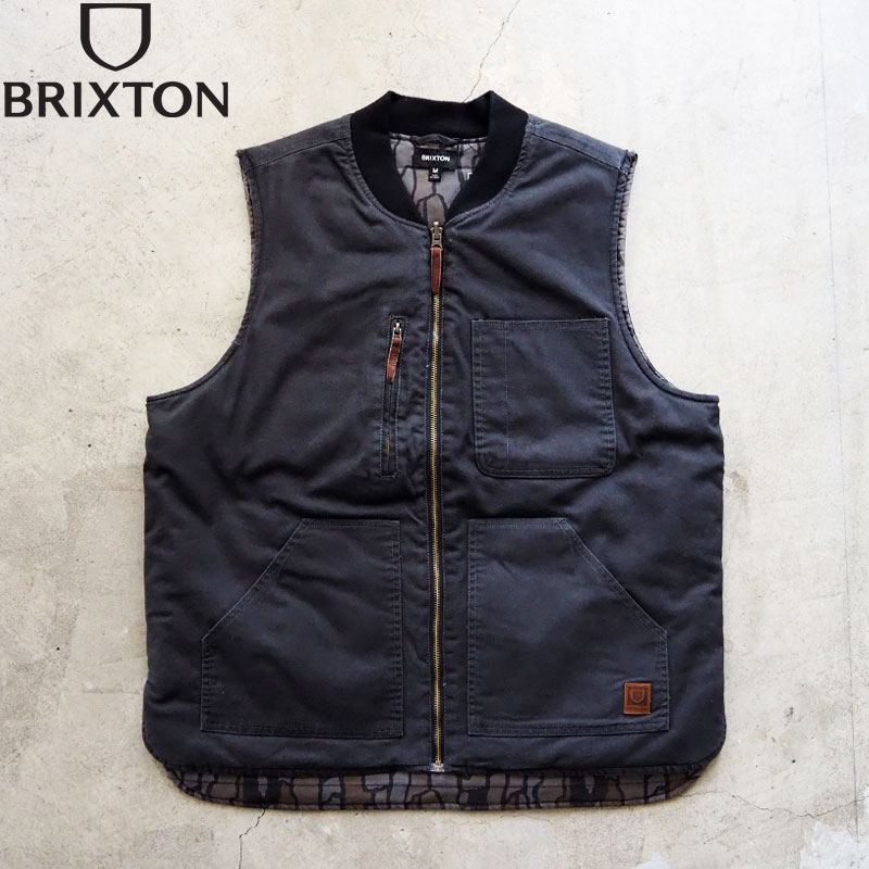 Brixton ベスト Abraham vest Denim デニム M BRIXTON (ブリクストン) | Brixton Builders Abraham Reversible