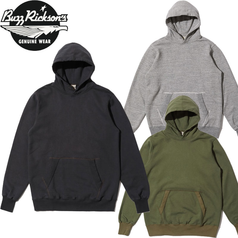 BUZZ RICKSON\u0027S バズリクソンズ パーカー 汗水 SET-IN SWEAT PARKA BR68914 メンズ 裏起毛 無地 ティーシャツ アメカジ ティーシャツパーカー 汗水 ミリタリー 米軍 日本製