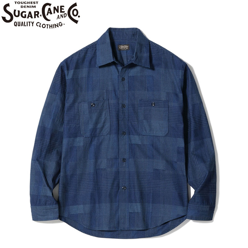 SUGAR CANEシュガーケーン　ビーチクロスワークシャツ　L SUGAR CANE（シュガーケン） 】 6.5oz. ビーチクロスワーク