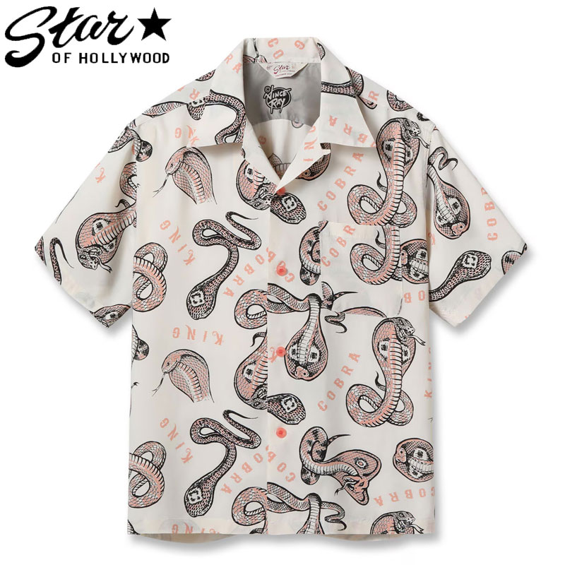 STAR OF HOLLYWOOD はやりっ児オブハリウッド プルオーバー 半袖 コブラ HIGH DENSITY RAYON OPEN SHIRT “KING COBRA” by VINCE RAYSH39488 共同研究 メンズ 半袖プルオーバー 蛇柄 蛇蝎 蛇 日本製 アロハ アロハシャツ SUN SURF サンサーフ オリエント メンズファッション-カジュアルシャツ-トップス