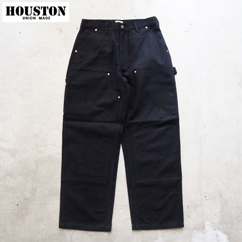 HOUSTON ヒューストン パンツ メンズ ダック ダブルニー ペインターパンツ 10167 ダックパンツ ペインターパンツ ペインター ワーク ワークパンツ 黒 アメカジ トリプルステッチ