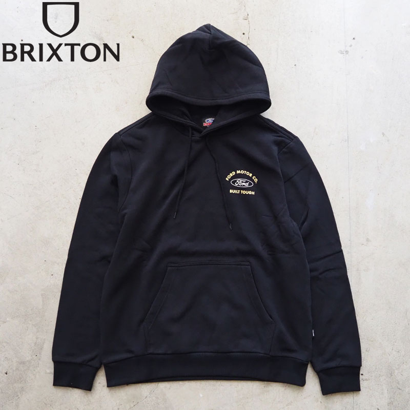 BRIXTON ブリクストン FORD フォード パーカー コラボ プルオーバー スウェット フーディー 22870 メンズ 裏起毛 スウェット 長袖 黒 ブラック ストリート アメカジ おしゃれ