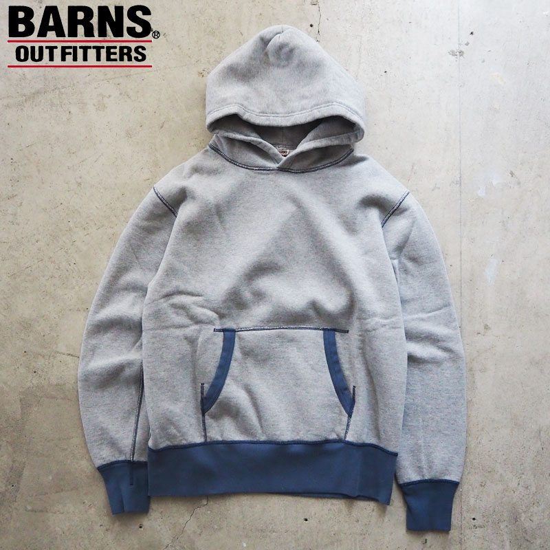 BARNS OUTFITTERS バーンズ パーカー メンズ プルオーバー 30/7 COZUN 切り替えリブ スウェット BR-3307 日本製 肉厚 プルオーバーパーカー 裏起毛 ヘビーウエイト グレー ブラック 黒 長袖 XL XXL XXXL アウトフィッターズ