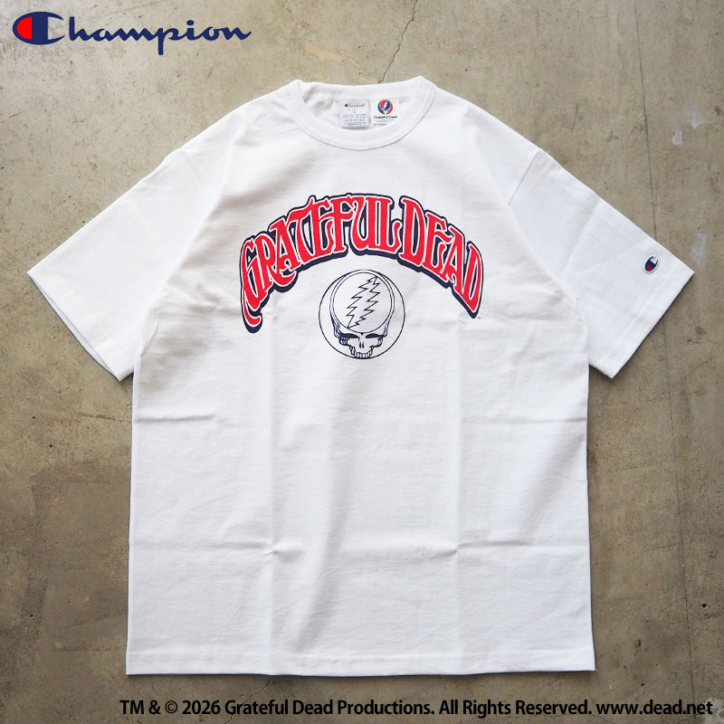Champion はやりっ子 プルオーバー メンズ USA製 GRATEFUL DEAD 二人三脚 T1011 遊撃手捩りプルオーバーC5-D309 半袖 半袖プルオーバー USA グレイトフルデッド アメカジ 刷り上げる 黒 白 丸胴 綿織物