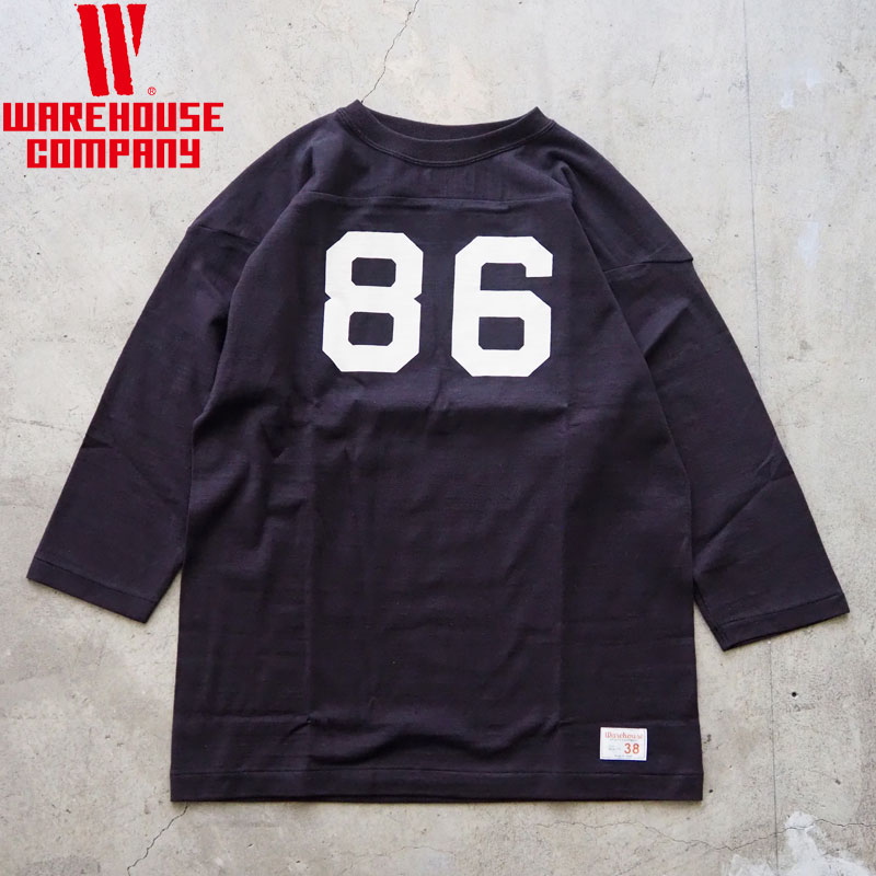 WAREHOUSE \u0026 CO. 御召しもの棲み家 七分袖 ティーシャツ メンズ 7分袖蹴球T NO.86 4063-no86 メンズ 七分 長袖 長袖ティーシャツ ナンバリング 日本製 アメカジ 御召しもの棲み家 ウエアハウスカンパニー 米国海軍
