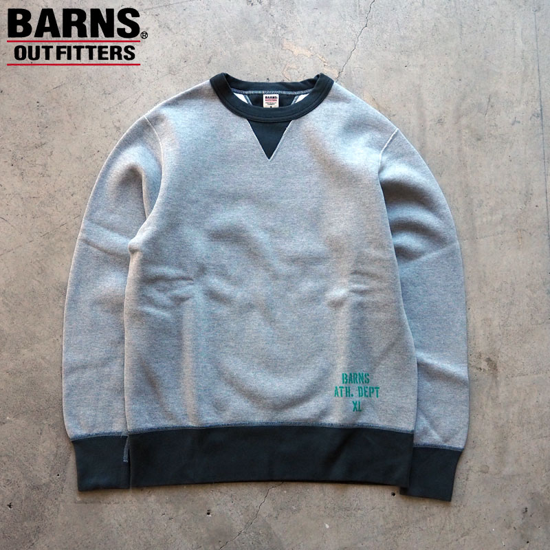 BARNS OUTFITTERS バーンズ トレーナー COZUN RIB CREW PT BR-24418 メンズ スウェット プルオーバー 裏起毛 日本製 ヘビーウェイト コズン ガゼット 米国製ミシン フラットシーマー アウトフィッターズ outfitters グレー ブラック｜HEADFOOTmixism 11,840円