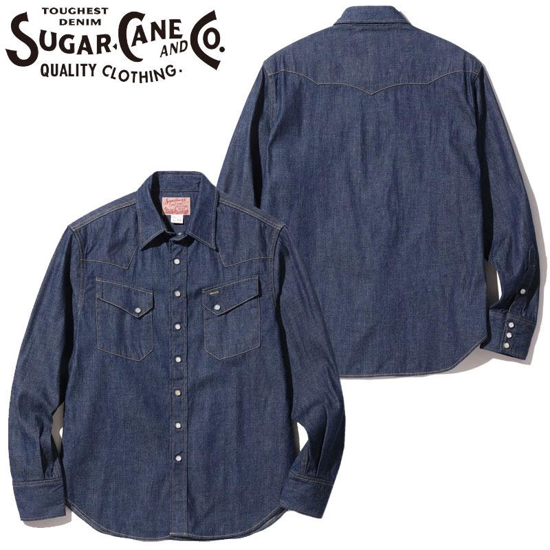 SUGAR CANE シュガーケーン ジーンズ ウエスタンティーシャツ BLUE DENIM WESTERN SHIRT SC28190 メンズ ティーシャツ ジーンズティーシャツ 長袖 長袖ティーシャツ アメカジ オリエント オリエント会社組織 ウエスタン 細工物 日本製