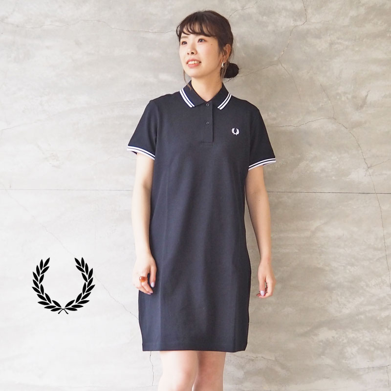 楽天市場 Fred Perry フレッドペリー ワンピース レディース Twin Tipped Fred Perry Dress D3600 半袖 ポロ ワンピース シンプル きれいめ 上品 スポーティ おしゃれ ママコーデ 黒 ブラック 無地 ロゴ 刺繍 ワンポイント ライン 膝丈 半袖ワンピース 春 春夏