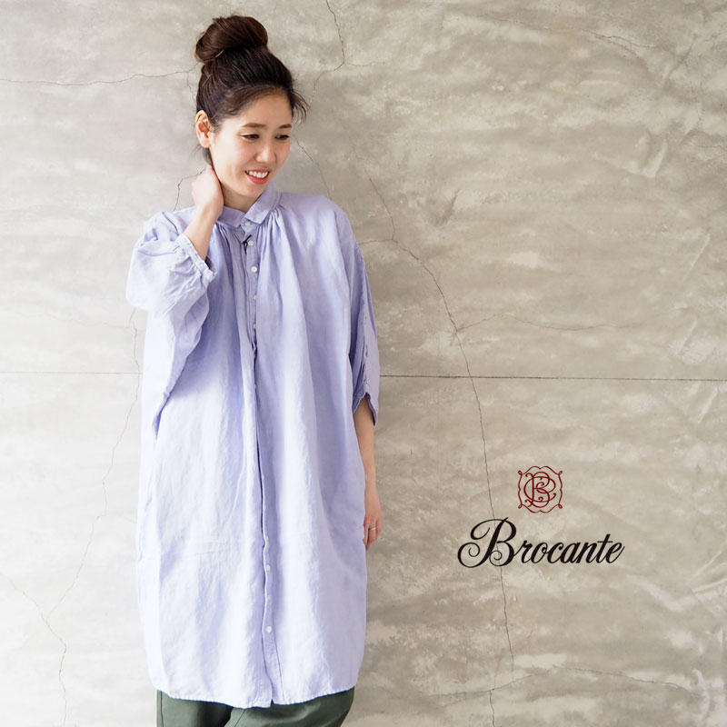 工場直送 Brocante ブロカント ワンピース シャツ レディース グランシャツワンピース 37 112x シャツワンピース 長袖ワンピース 春 グランシャツ 羽織 長袖 ロング丈 薄手 無地 シンプル ナチュラル きれいめ 上品 ゆったり 春夏 白 ホワイト 黒 ブラック ベージュ