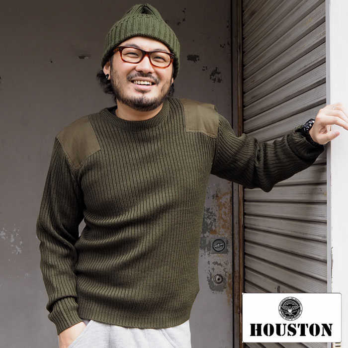 楽天市場 Houston ヒューストン Command Sweater 2160 ニット セーター メンズ ミリタリー 大きめ 大きいサイズ クルーネック ニットセーター クルーネックニット 長袖 長袖ニット コマンドセーター オリーブ ブラック 黒 ネイビー 紺 無地 シンプル Headfootmixism