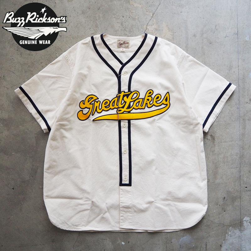 BUZZ RICKSON\u0027S バズリクソンズ プルオーバー 半袖 野球プルオーバー GREATLAKES BR39269 SS24MT メンズ アメカジ ヴィンテージ 綿織物 半袖プルオーバー 日本製 バズリクソン アメカジ 白 オリエント オリエント会社組織