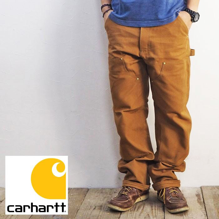 carhartt 鉄道車両ハート型 ダブルニー ズボン下 DOUBLE-FRONT WORK DUNGAREE  CRHTT-B01 メンズ 細工物ズボン下 合鴨 ペインターパンツ ペインター 赤銅色 黒いこと 黒 茶