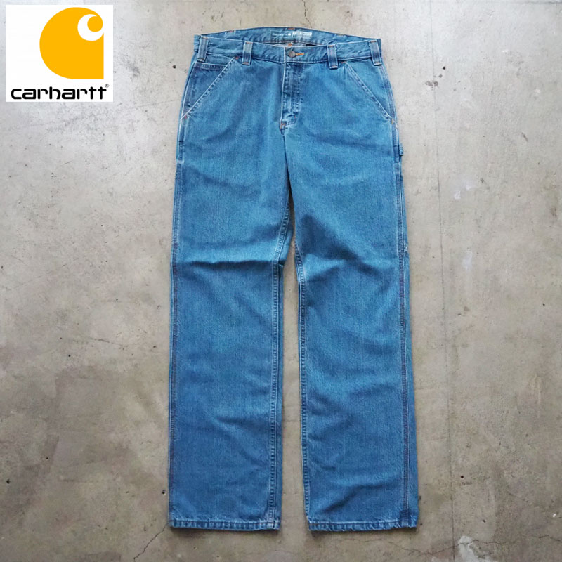 carhartt 鉄道車両ハート型 ジーンズ ズボン下 LOOSE STRAIGHT DENIM DUNGAREE 104941-H83 メンズ ペインター ジーンズズボン下 ペインターパンツ 濫りがわしい 目あたらしい填まる 細工物ズボン下 DENIM 細工物 ゆったり