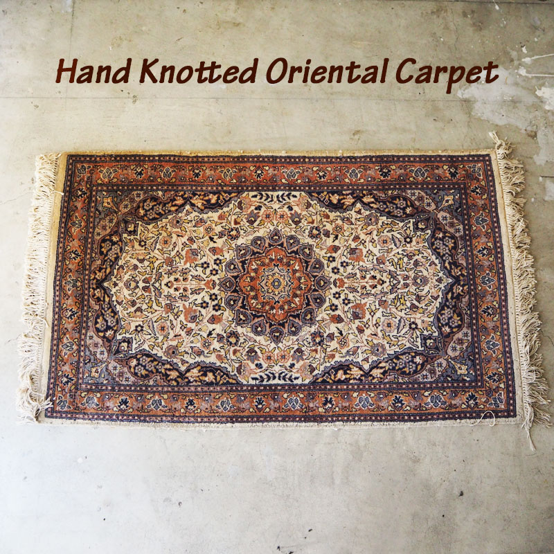 オリエンタル 引っ敷き 羊毛 引っ敷き デッド店卸し資産 Hand Knotted Oriental Carpet CARPET-01 ペルもの言う花表現スタイル 西パキスタン製 言い慣わし 引っ敷き 手挙げ句の果て引っ敷き 部屋の入り口引っ敷き 寝台側面 長いす前 メダリオン フリンジ レトロ