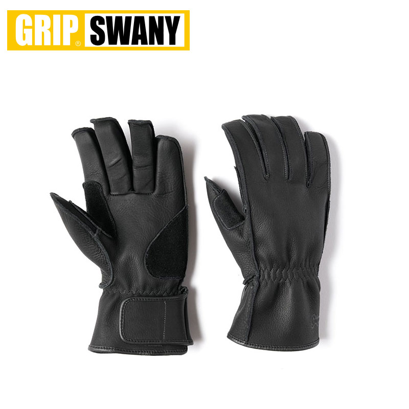 GRIP SWANY グリップスワニー グローブ メンズロンググローブ G-2B F6H ロンググローブ 手袋 メンズ ベルクロストラップ 牛革  ブラック 黒 ロングタイプ ライダー専用 アウトドア ライディング 防風 作業用 M L 日本製 予約販売