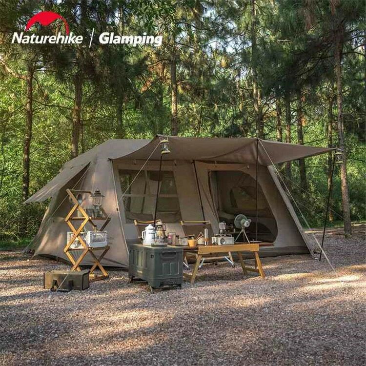 ワンタッチテント ネイチャーハイク ロッジ型 テント ツールーム 前室 小屋 3-4人用 自立式 防風 防水 防災 ファミリー キャンプ お花見 外出 アウトドア テント 組み立て簡単｜Shibuya Sky
