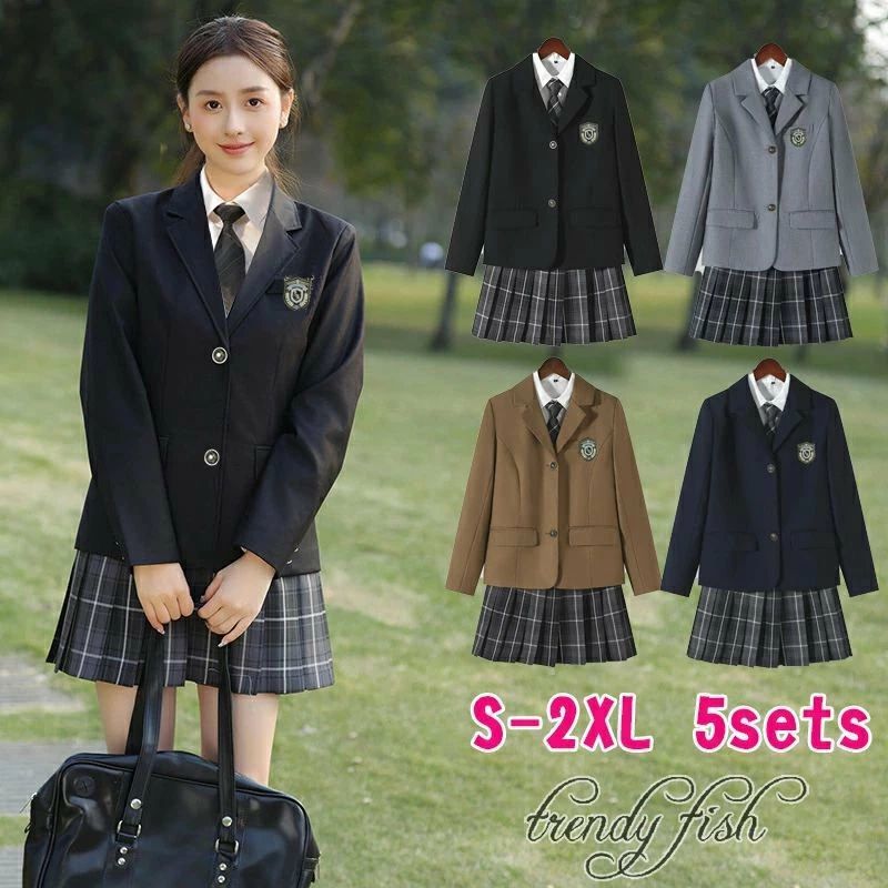 卒業式 フォーマル スーツ 卒服 女の子 ネクタイ 大きいサイズ 小学校 女子 中高生 小学生 ジャケット スカート シャツ点セット 土色 黒 グレー フォー 中学生 子供スーツ｜Shibuya Sky