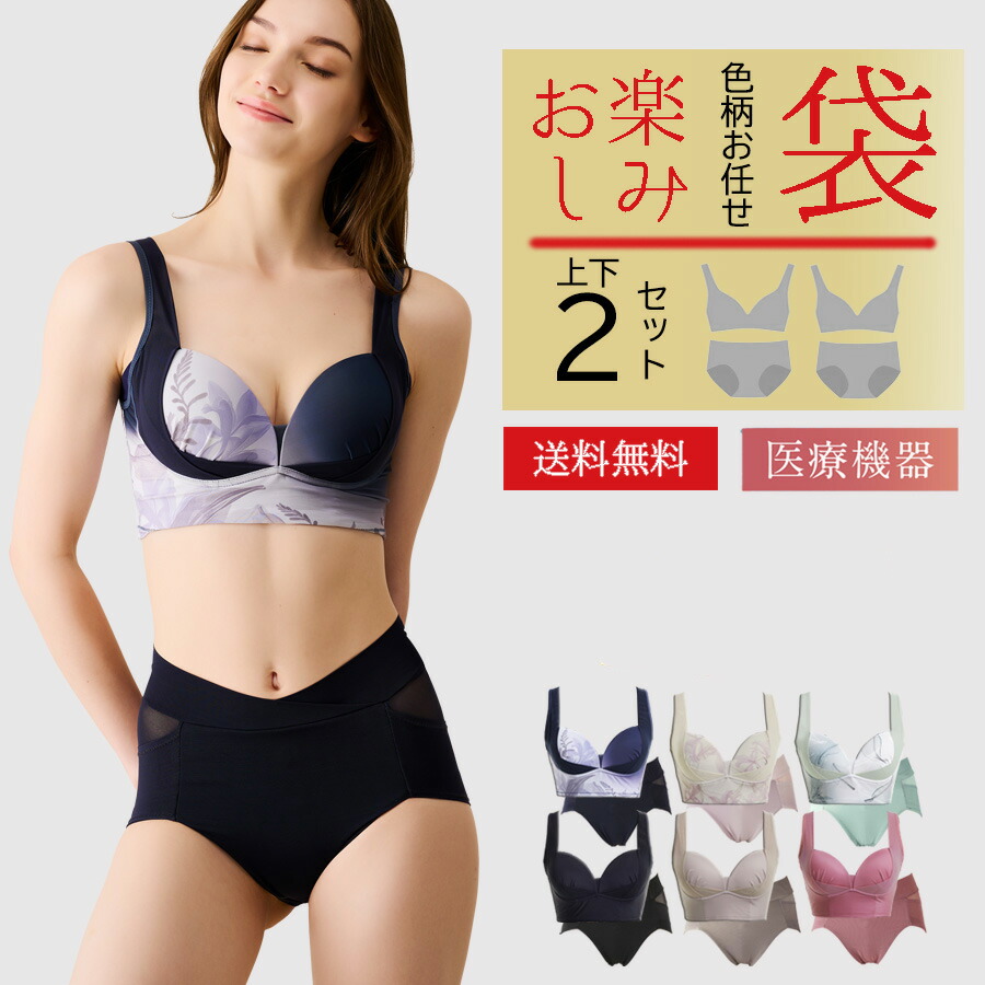 【SS押さえるMAX30％OFF】色柄お任せブラジャーさる股引き上下書き割り2組  福袋 お命のせんたく袋 リカバリーブラ リカバリーショーツ リカバリーウェア  healogy ヒーロジー