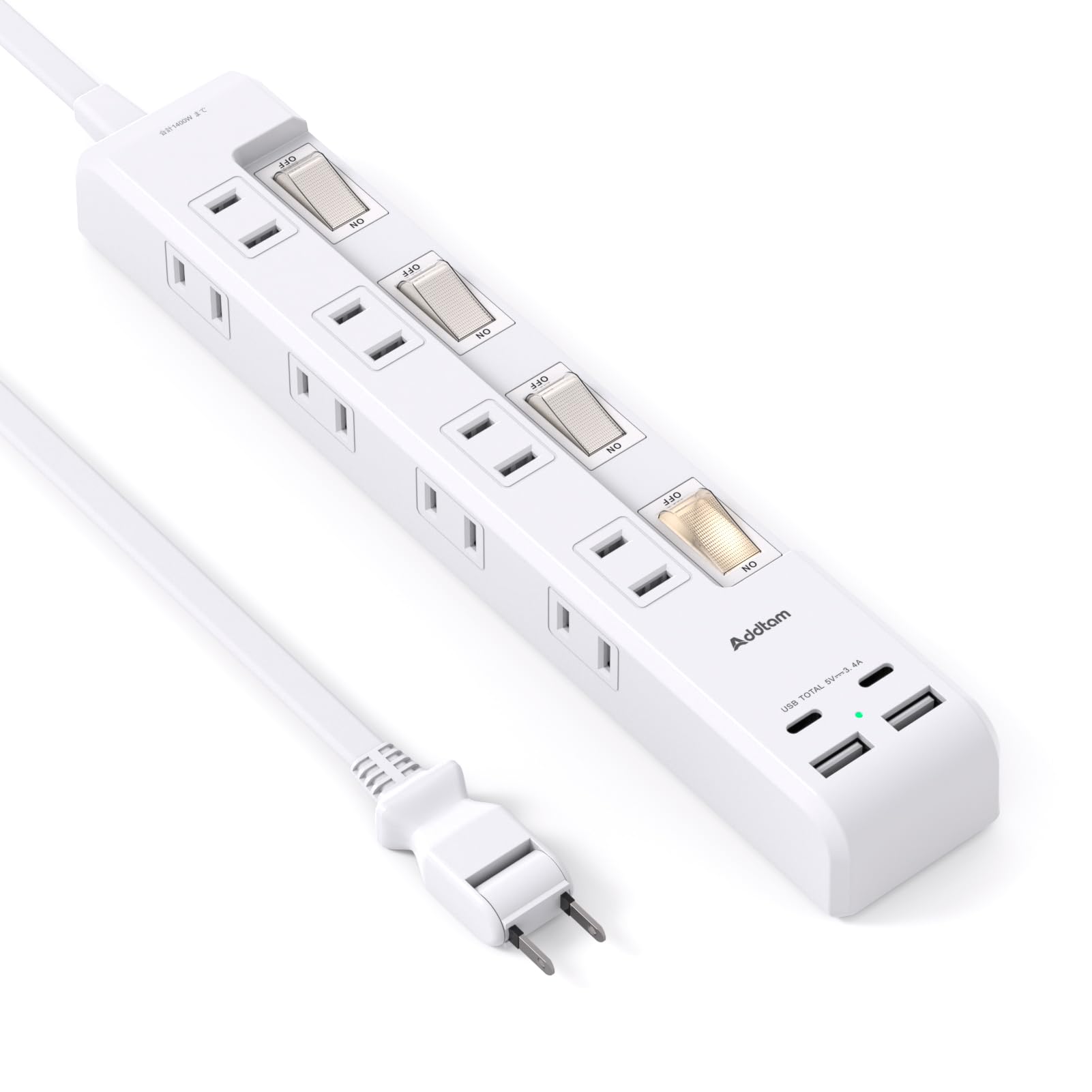 楽天市場】延長コード 電源タップ usb コンセント 4個AC口 Type-C充電 