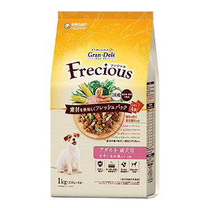 8個セット ユニ・チャーム グラン・デリ フレシャス アダルト成犬用 チキン＆小魚入り １ｋｇ 4520699618219※メーカー都合によりパッケージ、デザインが変更となる場合がございます｜へるすぴあ店