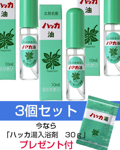 ハッカ油スプレー10ml×3個セット【北見ハッカ通商】※ハッカ湯30gプレゼント付(2)