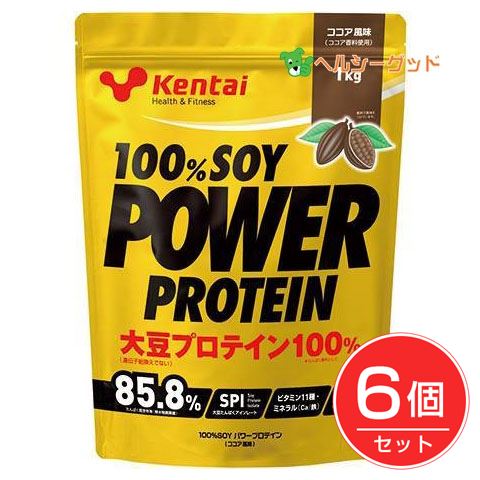 ケンタイ 100％ソイパワープロテイン ココア 1kg×6個セット - 健康体力研究所 [kentai/大豆プロテイン]