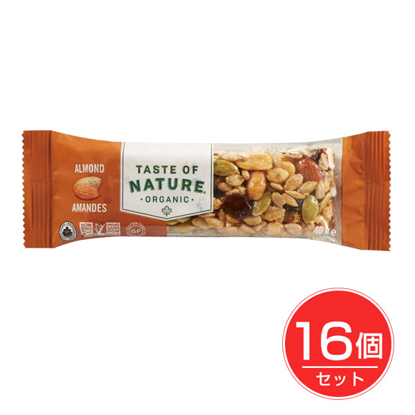 Taste of Nature オーガニックフルーツ＆ナッツバー アーモンド 1本×16個セット - むそう商事