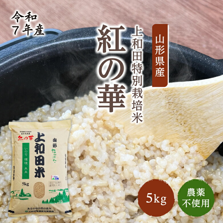 農薬不使用 生きた玄米「紅の華」5kg | 令和7年産 上和田特別栽培米 玄米 酵素 酵素玄米 発芽酵素玄米 山形 山形県 高畠 高畠町 農薬不使用 発芽 プチ発芽 コメ 米 おこめ お米 高畠米 コシヒカリ 金賞 金賞受賞 特別優秀賞 特A 特別栽培米