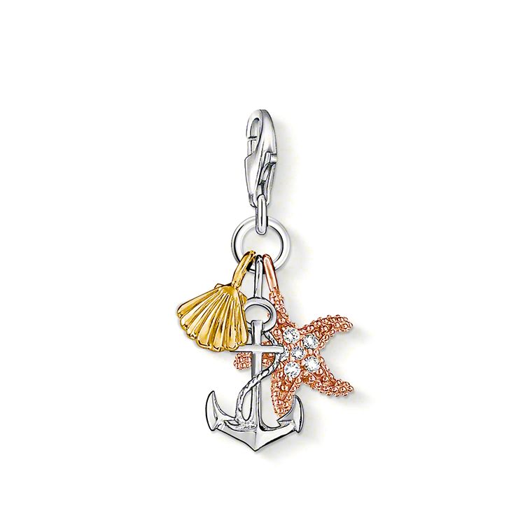 【新生活SALE】チャーム トーマス・サボ THOMAS SABO アクセサリーマリン アンカー ヒトデ 貝 シルバー925 金メッキ CZ キーホルダー レディース 0919-425-14 正規品【SS4】【在庫あり】【ラッピング袋無料】【メッセージカード無料】【新生活 ギフト プレゼント】