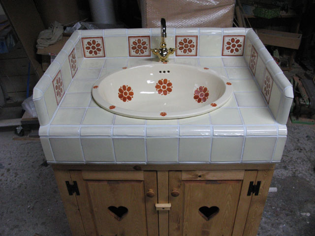 オーダー 洗面台・メキシカンタイル 木製 パイン材 washstand01北欧雑貨