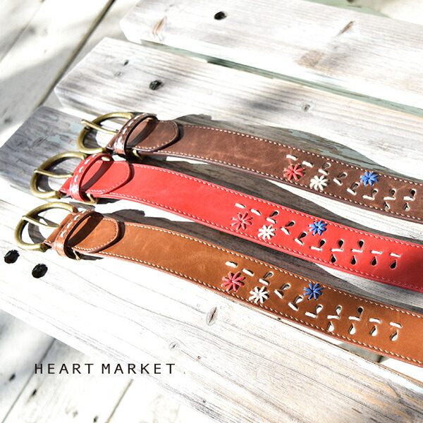 楽天市場 35mm花柄手縫いステッチベルト小物 ベルト 花柄 手縫い 刺繍 Heart Market 楽天市場店