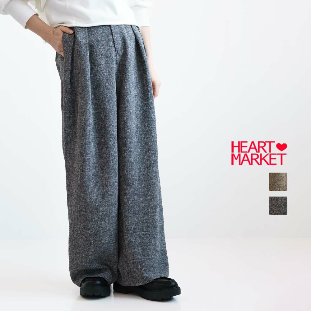 サマーツイードタックパンツ レディース ボトムス パンツ タックパンツ ツイード ブラウン グレー ポリエステル レーヨン