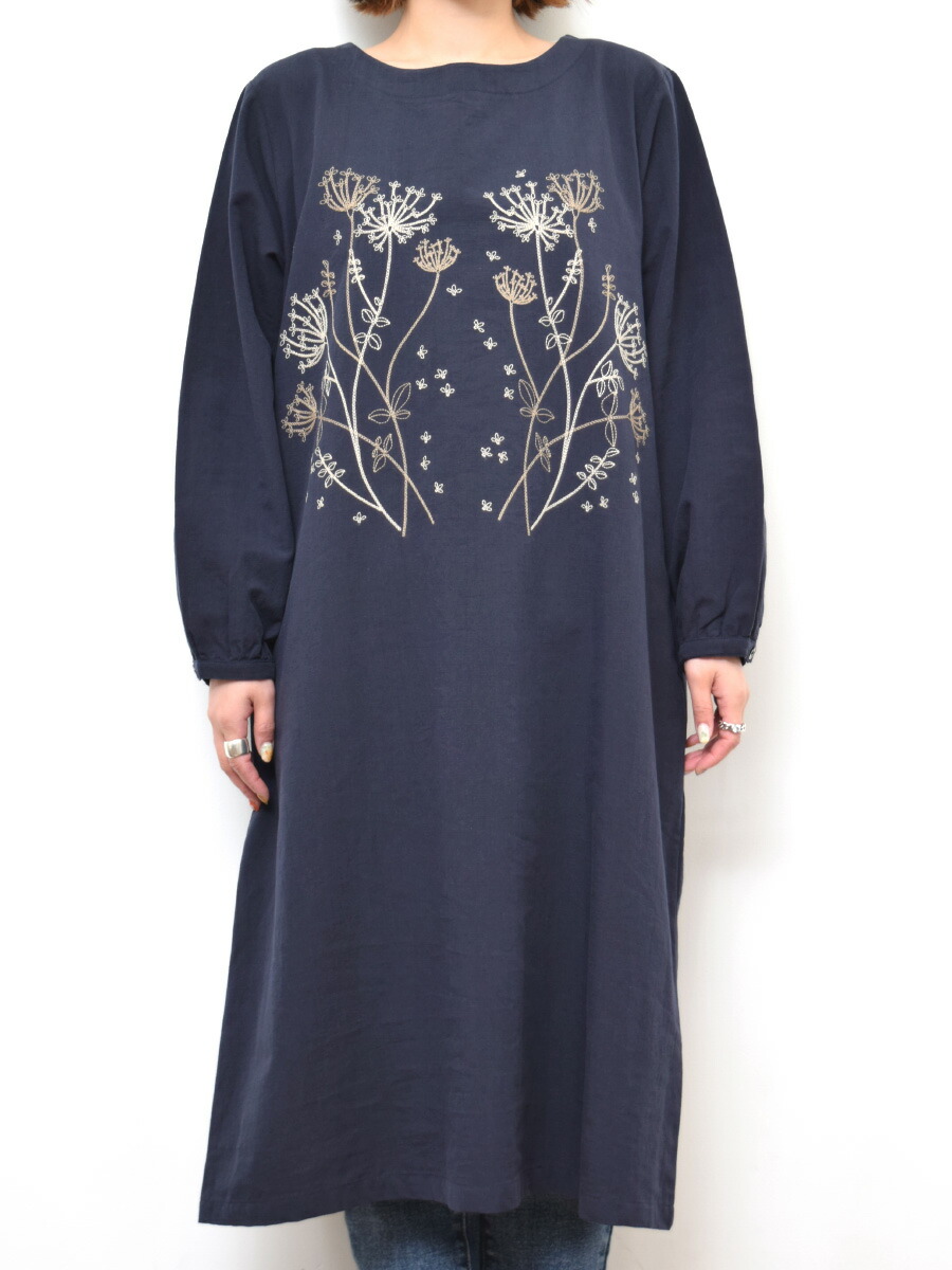楽天市場 プライスダウン 50 Off Napla ボタニカル刺繍ワンピースレディース ワンピース ボタニカル 花柄 春 柄 レーヨン ナチュラル キャメル ネイビー ナプラ Napla Sale商品 Heart Market 楽天市場店