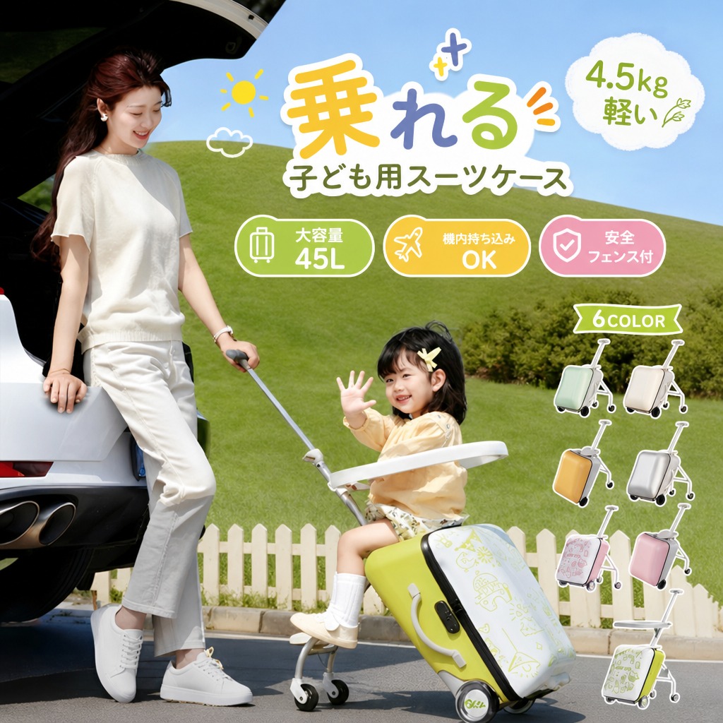 スーツケース 子供 座れる キャリーケース 乗れる 片開き TATOYA 機内持ち込み ベビーカー 子ども ダブルハンドル スーツケース 子供用 キャリーケース かわいい キャリーバッグ 軽量 Sサイズ 静音仕様｜HEARTBING 店