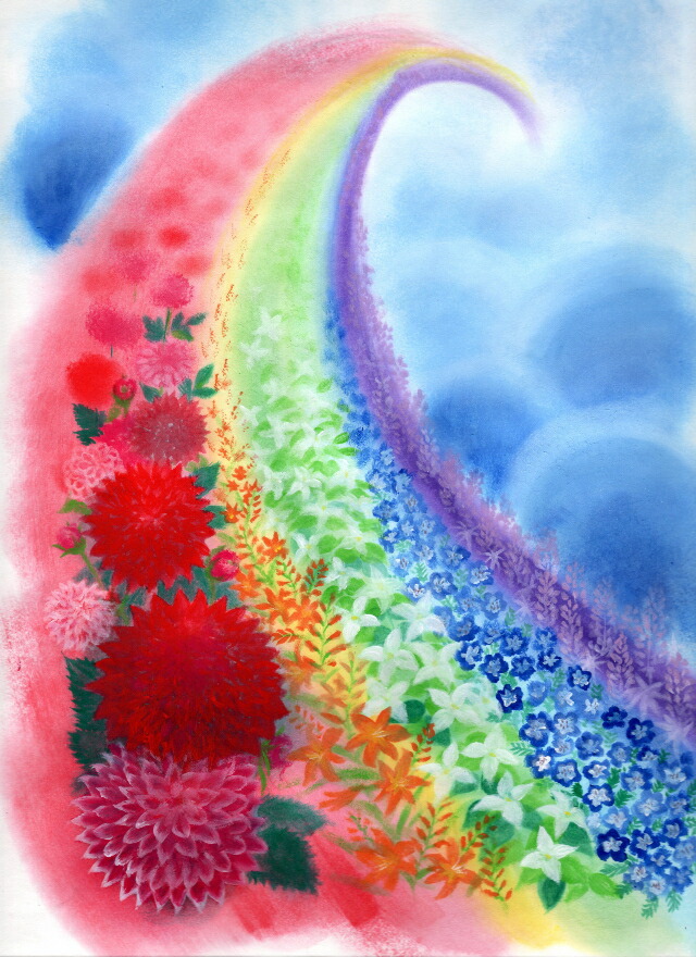 西なつめ しあわせ夢絵 虹の上 開運アート 開運 夢絵 日本画 絵画 開運インテリア 夢 絵 守護 幸運 福運 お守り スピリチュアルグッズ 事務所開き お祝い事 幸運グッズ 開運グッズ スピリチュアル 母の日 父の日 誕生日 バースデー プレゼント ギフト 贈り物 おすすめ 人気