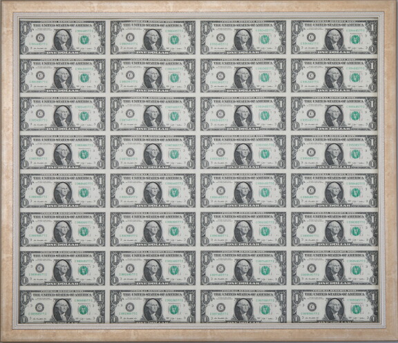 【代引き不可】米国1ドル紙幣未裁断シート 額縁付 開運グッズ 金運アップ コレクター コレクション グッズ アメリカ ドル 米ドル 1ドル 紙幣 未裁断 収集 コレクターズグッズ オブジェ ユニーク雑貨 おすすめ 人気