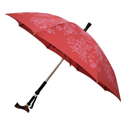 Uvion 親骨55cm 傘 直送品 ギフト デュエットウォーカー 父の日 母の日 敬老の日などのプレゼントとして人気 日本製 傘 調整付マグネットタイプ ステッキ 代引き不可 ローズ柄 男女兼用雨傘 かさ 杖 日本製 ステッキ傘 仕込み杖付傘 敬老の日 プレゼント