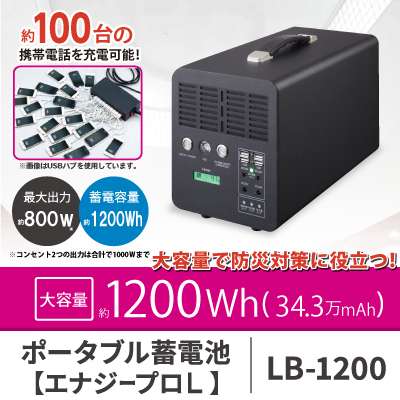 78％以上節約 ポータブル蓄電池 エナジープロL LB-1200 充電器